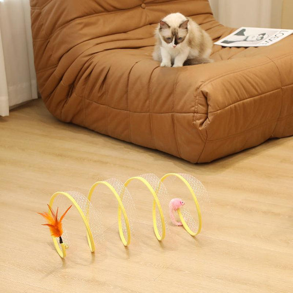 Cat Tunnel Toy | Collapsible Indoor Play Tunnel with Dangling Toys for Cats