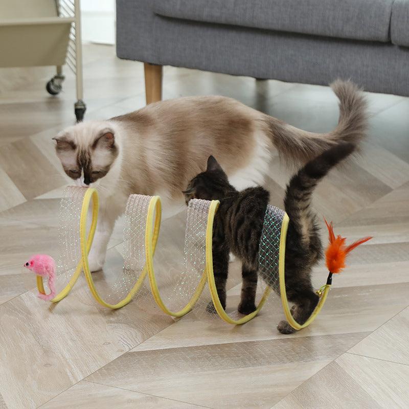 Sleek And Playful Foldable Cat Tunnel Toy Set