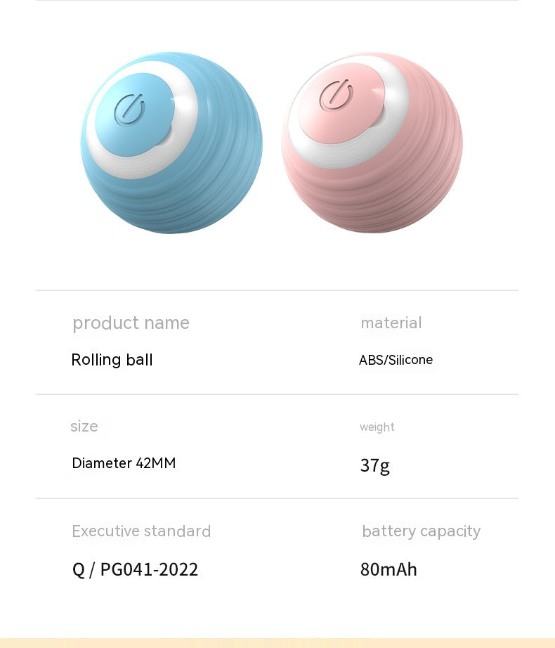 Automatic Cat Ball Toy | Self-Rolling Rechargeable Interactive Ball for Cats | Blue & Pink