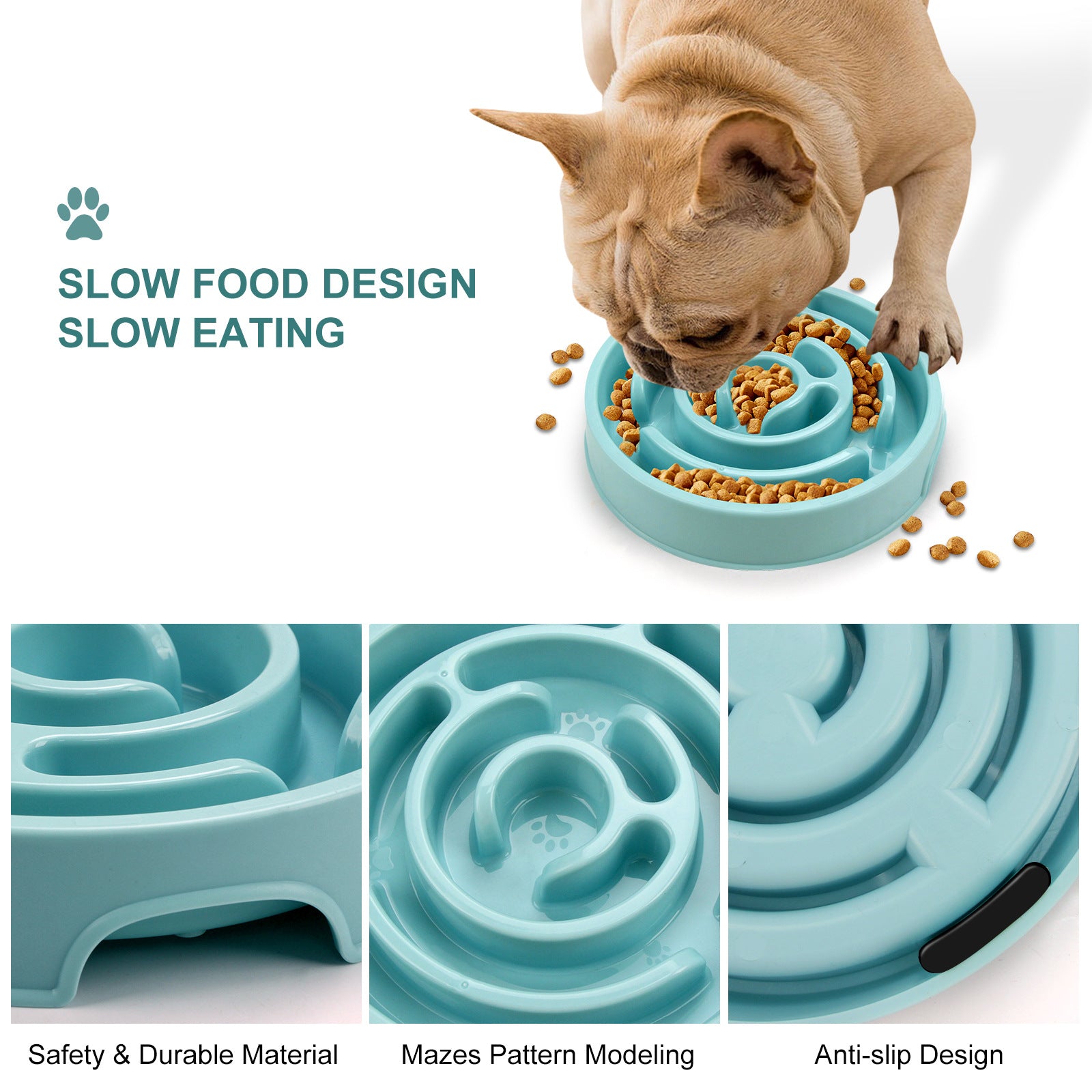 Slow Feeder Bowl for Dogs & Cats | Spiral Maze Anti-Bloat Bowl | Small & Medium Pets