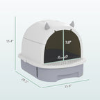 Enclosed Cat Litter Box with Drawer | Hooded Cottage Design | Odor Control & Easy Clean