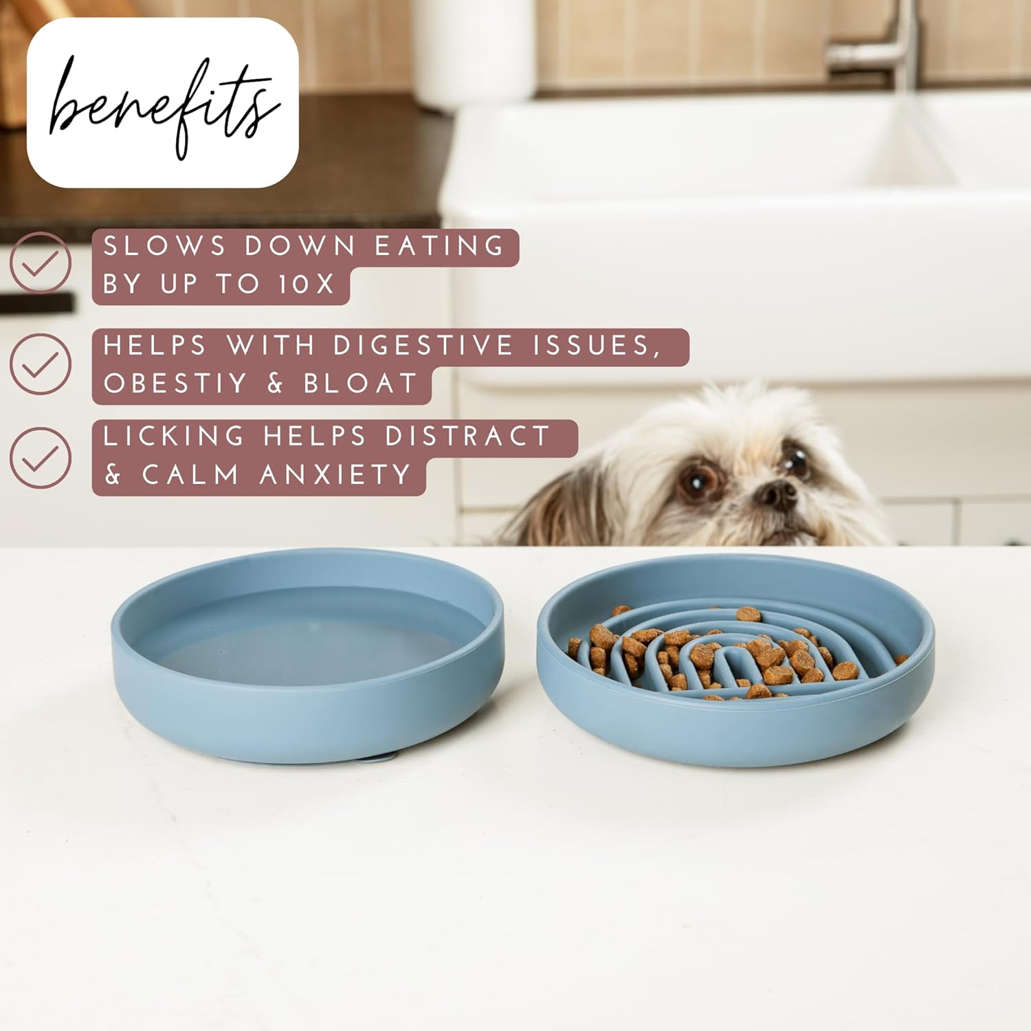 Aesthetic Slow Feeder Dog Bowl | Minimalist Anti-Bloat Bowl for Dogs & Cats | 3 Colours