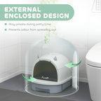 Enclosed Cat Litter Box with Drawer | Hooded Cottage Design | Odor Control & Easy Clean