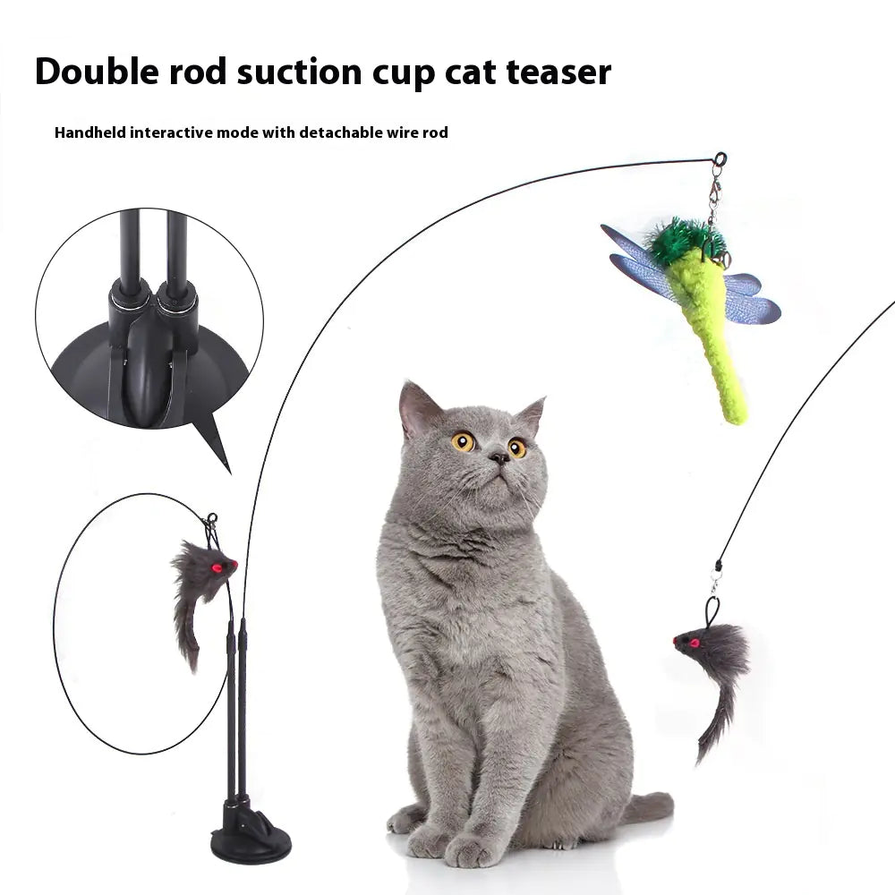 DuoPlay Interactive Suction & Handheld Cat Wand