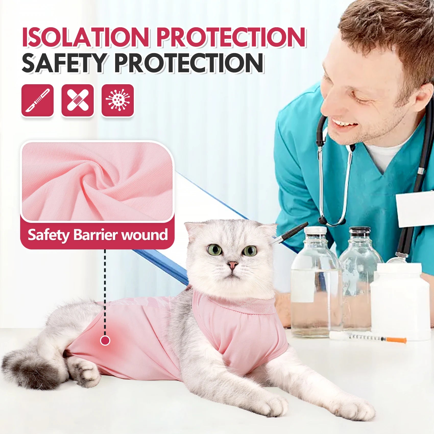 Cat Recovery Suit After Surgery – Breathable Post-Op Onesie for Cats | Spay & Neuter Wound Protection