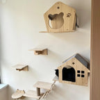 Modern cat wall furniture with steps and climbing shelves on white wall
