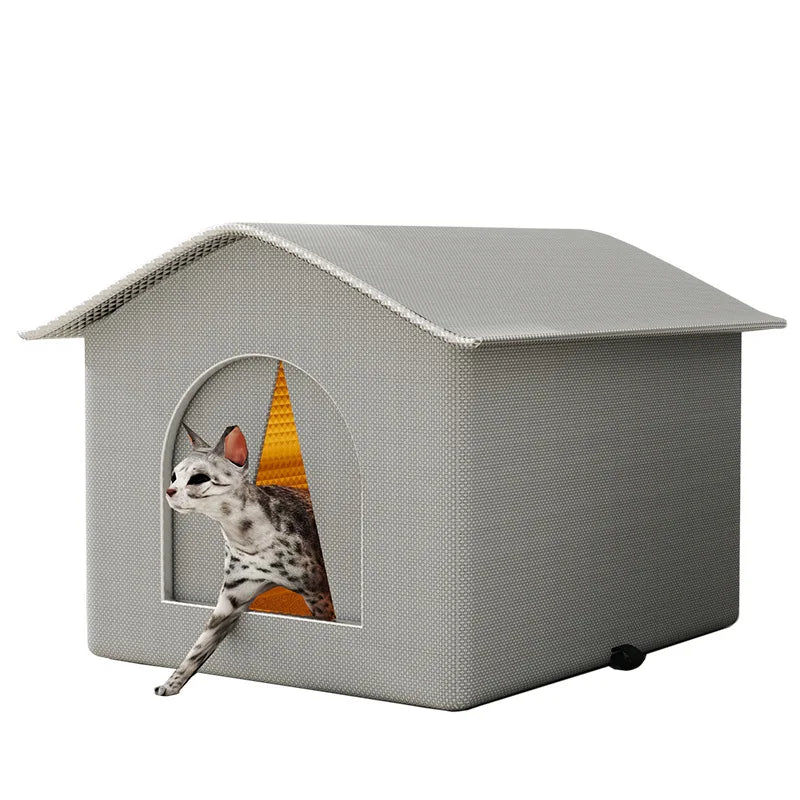Thermal Outdoor Pet Cave – Weatherproof Feral Cat Shelter with Silver Insulation & Raised Feet