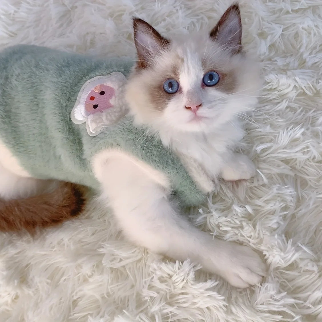 Fluffy Plush Cat Vest – Cute Embroidered Kitten Sweater for Fall & Winter | Cats & Small Dogs