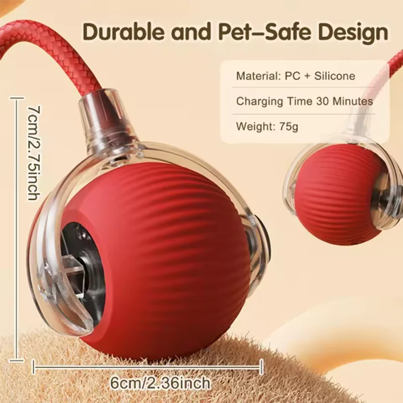 Rechargeable Smart Rolling Cat Ball With Fluffy Tail (Interactive Chase Toy)
