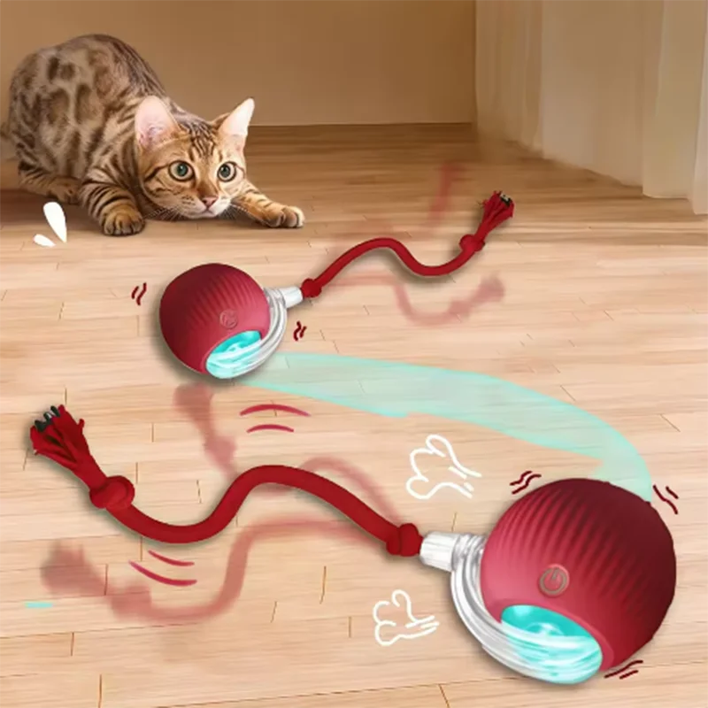 Rechargeable Smart Rolling Cat Ball With Fluffy Tail (Interactive Chase Toy)