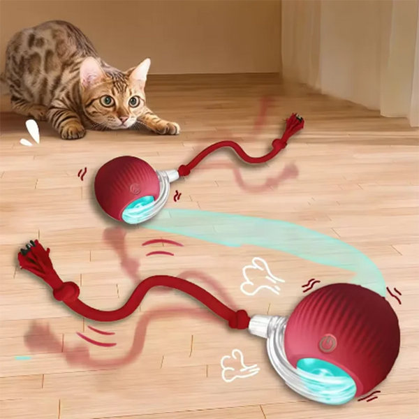 Rechargeable Smart Rolling Cat Ball With Fluffy Tail (Interactive Chase Toy)