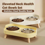 Elevated Double Bowl Pet Feeder – Stainless Steel Food & Water Station for Cats & Dogs