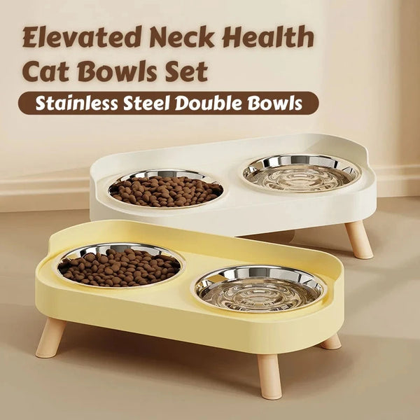 Elevated Double Bowl Pet Feeder – Stainless Steel Food & Water Station for Cats & Dogs