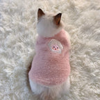Fluffy Plush Cat Vest – Cute Embroidered Kitten Sweater for Fall & Winter | Cats & Small Dogs