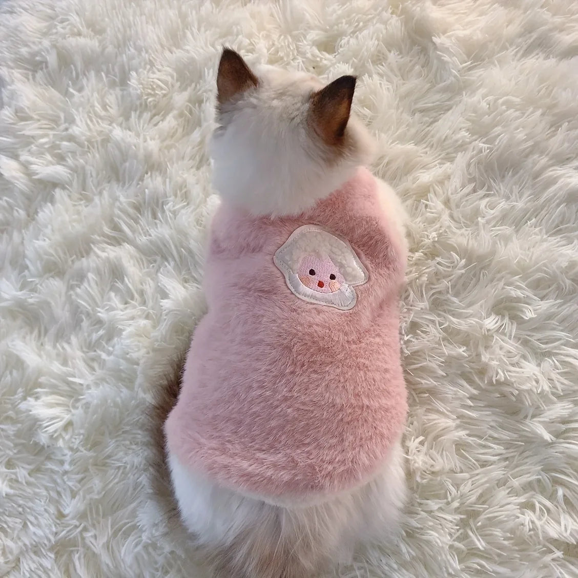 Fluffy Plush Cat Vest – Cute Embroidered Kitten Sweater for Fall & Winter | Cats & Small Dogs