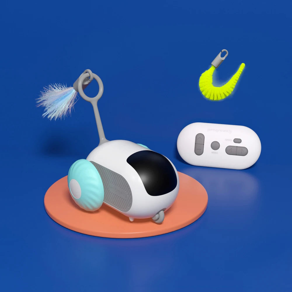 Interactive RC Cat Toy Car — Feather Tail, Smart Auto Mode & Obstacle Avoidance