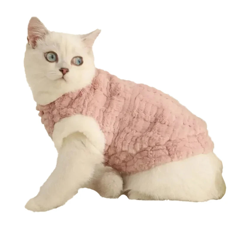 Fluffy Turtleneck Cat Sweater – Warm Plush Vest for Cats & Small Dogs | Fall & Winter