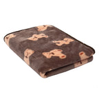 Soft Coral Fleece Pet Blanket with Paw Print Design