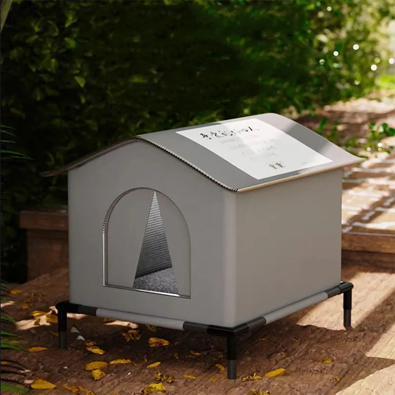 Thermal Outdoor Pet Cave – Weatherproof Feral Cat Shelter with Silver Insulation & Raised Feet
