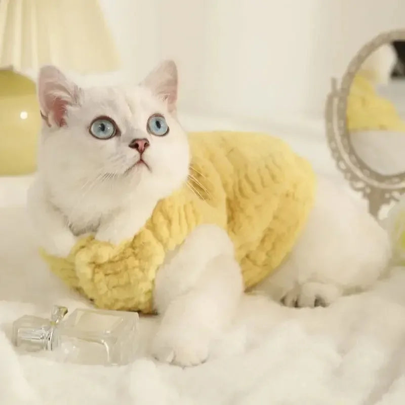 Fluffy Turtleneck Cat Sweater – Warm Plush Vest for Cats & Small Dogs | Fall & Winter
