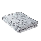 Soft Coral Fleece Pet Blanket with Paw Print Design
