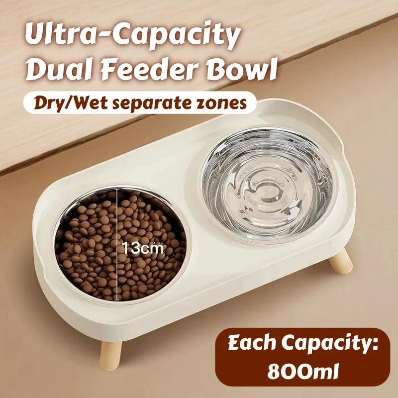 Elevated Double Bowl Pet Feeder – Stainless Steel Food & Water Station for Cats & Dogs