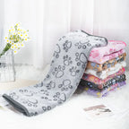Soft Coral Fleece Pet Blanket with Paw Print Design