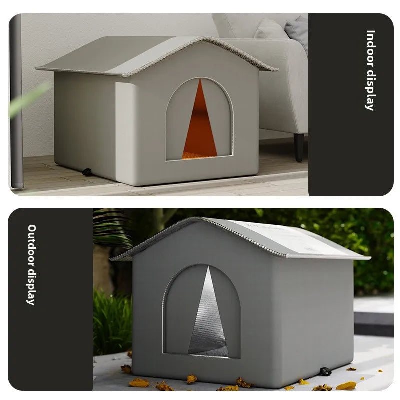 Thermal Outdoor Pet Cave – Weatherproof Feral Cat Shelter with Silver Insulation & Raised Feet