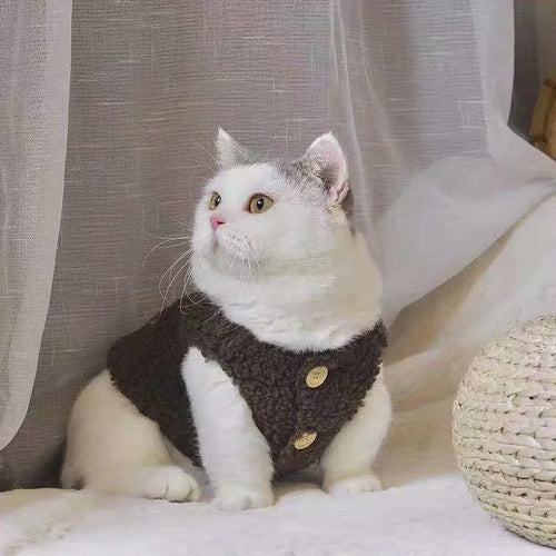 Cat clothes, warm lamb wool vest, autumn and winter teddy pomeranian pet winter clothes, cute korean clothes
