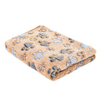 Soft Coral Fleece Pet Blanket with Paw Print Design