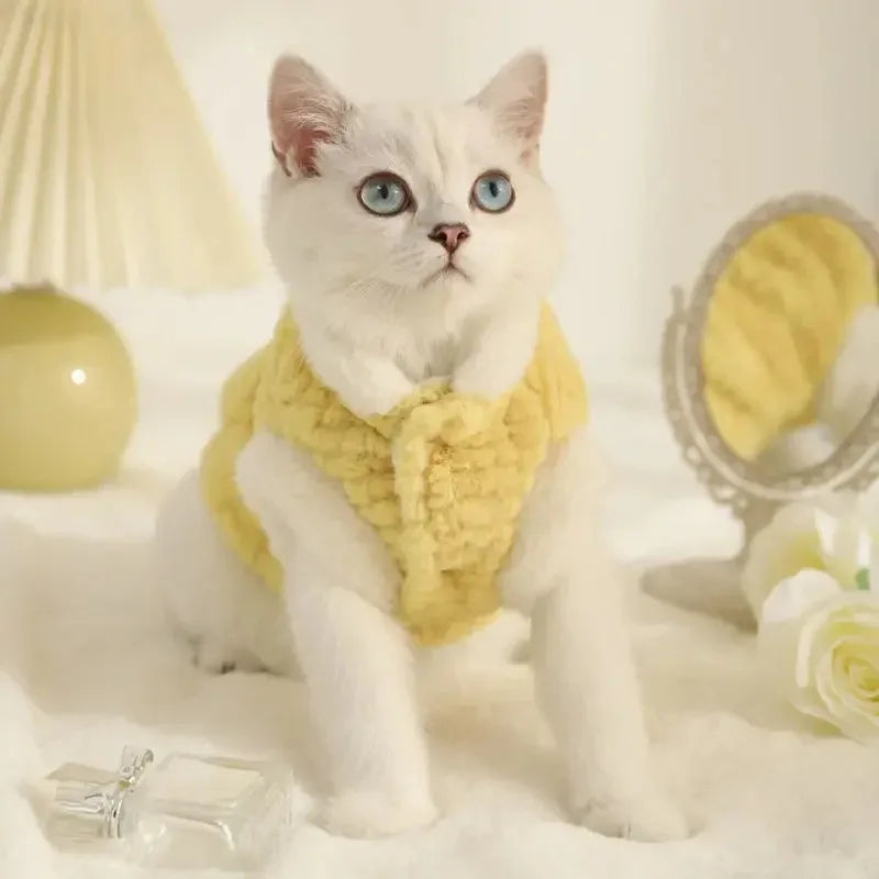 Fluffy Turtleneck Cat Sweater – Warm Plush Vest for Cats & Small Dogs | Fall & Winter