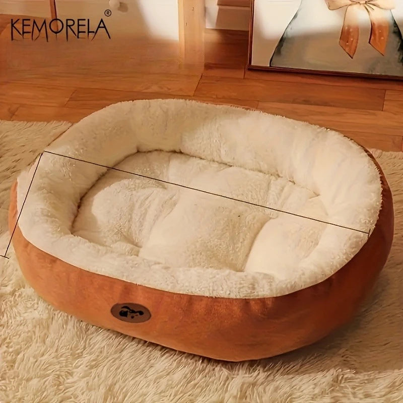 Orthopedic Oval Pet Bed – Low-Entry Calming Nest for Senior Cats & Small Dogs (Machine Washable)