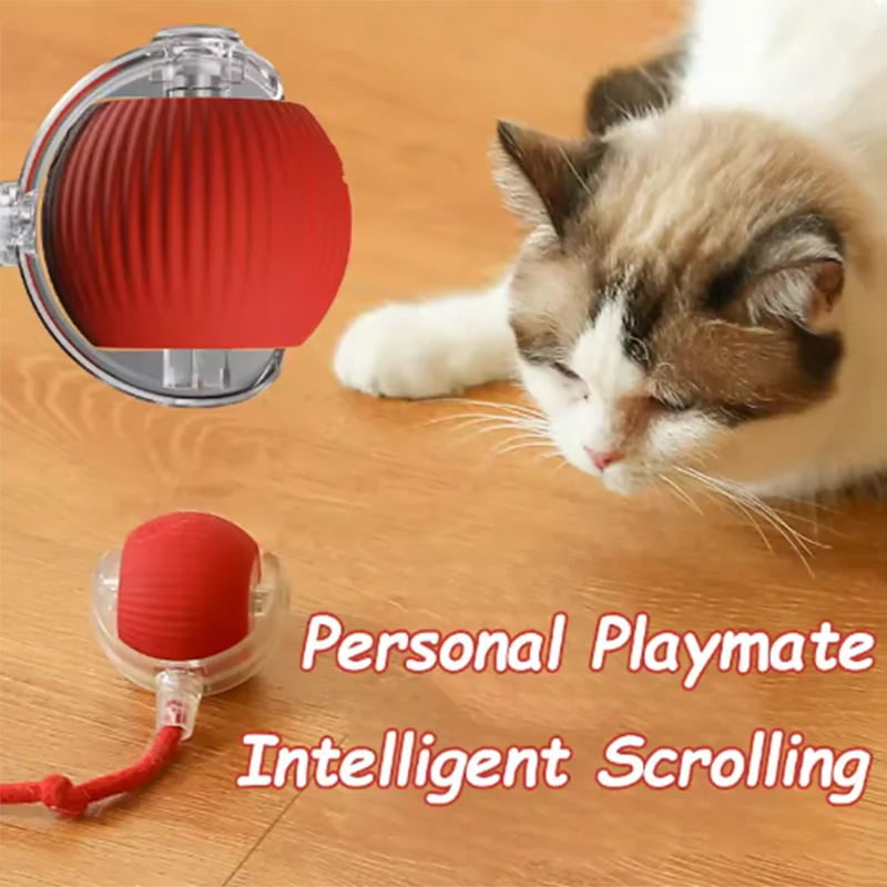 Rechargeable Smart Rolling Cat Ball With Fluffy Tail (Interactive Chase Toy)