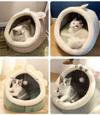 Premium Plush Cat Igloo - Self-Warming Orthopedic Cave Bed for Cats & Small Dogs
