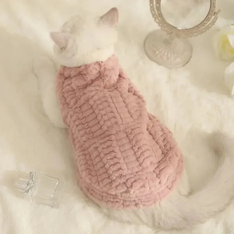 Fluffy Turtleneck Cat Sweater – Warm Plush Vest for Cats & Small Dogs | Fall & Winter