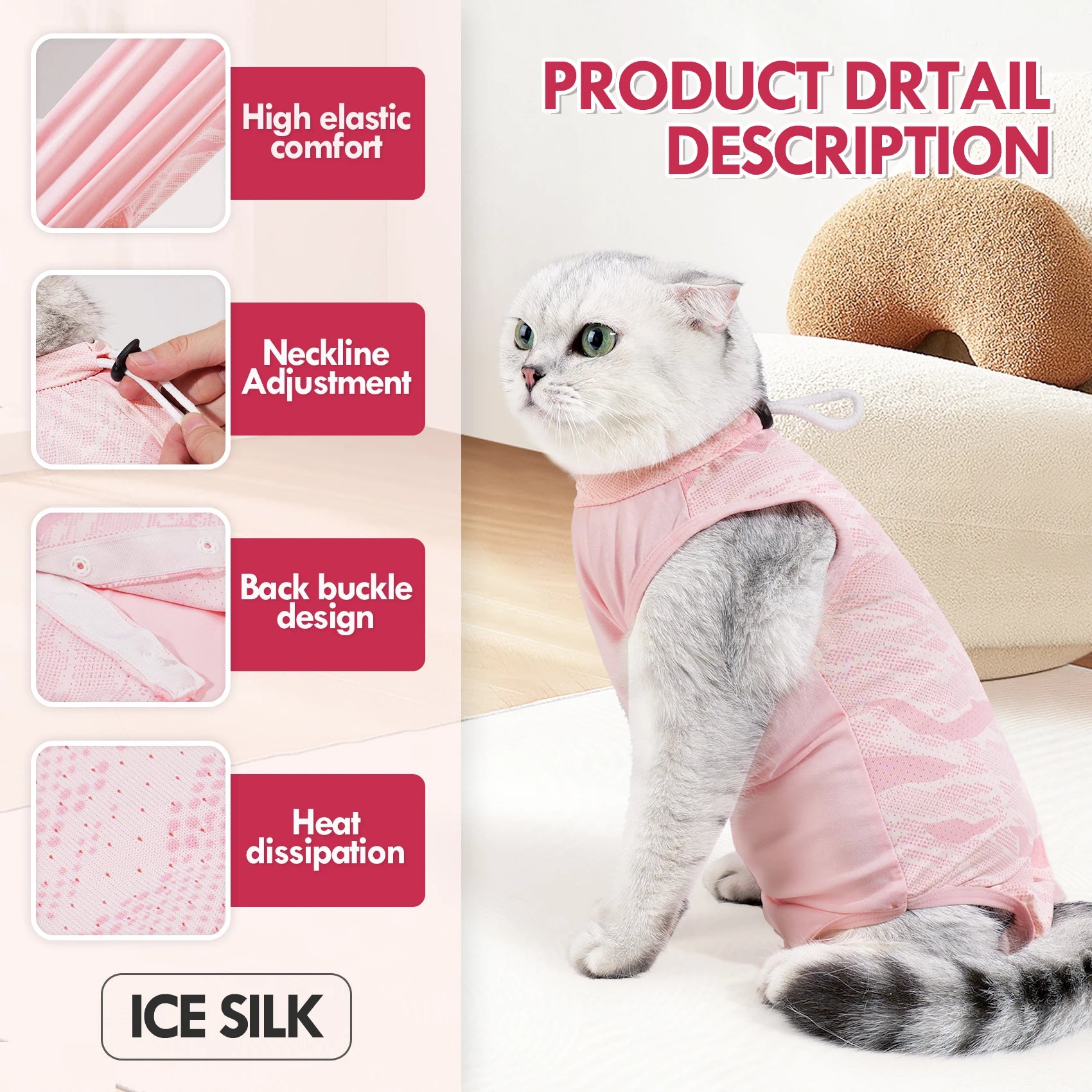 Cat Recovery Suit After Surgery – Breathable Post-Op Onesie for Cats | Spay & Neuter Wound Protection