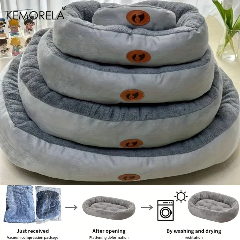 Orthopedic Oval Pet Bed – Low-Entry Calming Nest for Senior Cats & Small Dogs (Machine Washable)