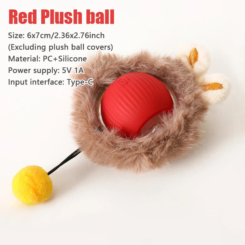 Rechargeable Smart Rolling Cat Ball with Fluffy Tail (Interactive Chase Toy)