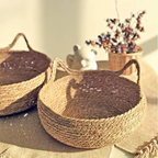 Handwoven Rattan Cat Bed Basket with Soft Cushion