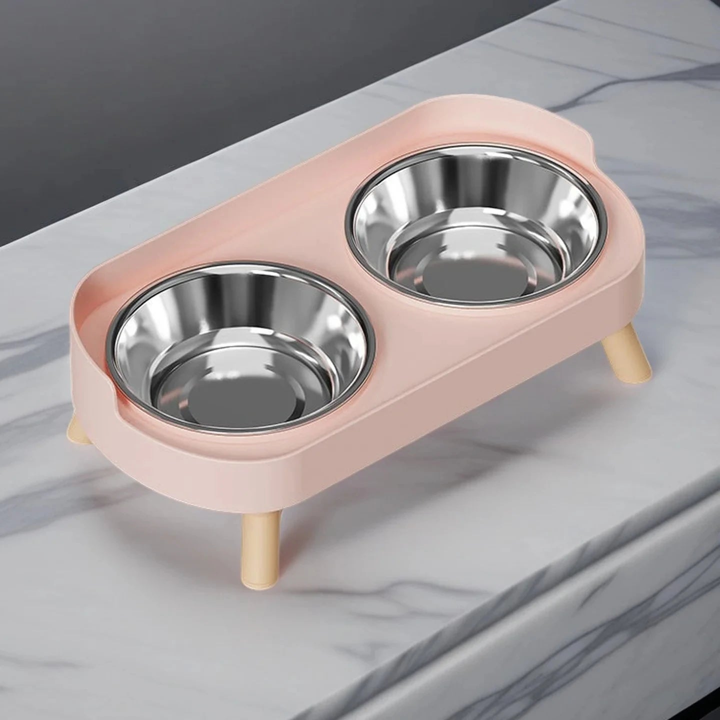 Elevated Double Bowl Pet Feeder – Stainless Steel Food & Water Station for Cats & Dogs