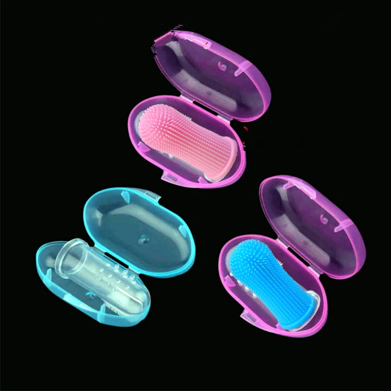 Silicone Finger Toothbrush for Cats & Dogs – Pet Dental Cleaning Brush with Travel Case