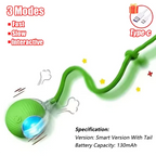 Rechargeable Smart Rolling Cat Ball With Fluffy Tail (Interactive Chase Toy)