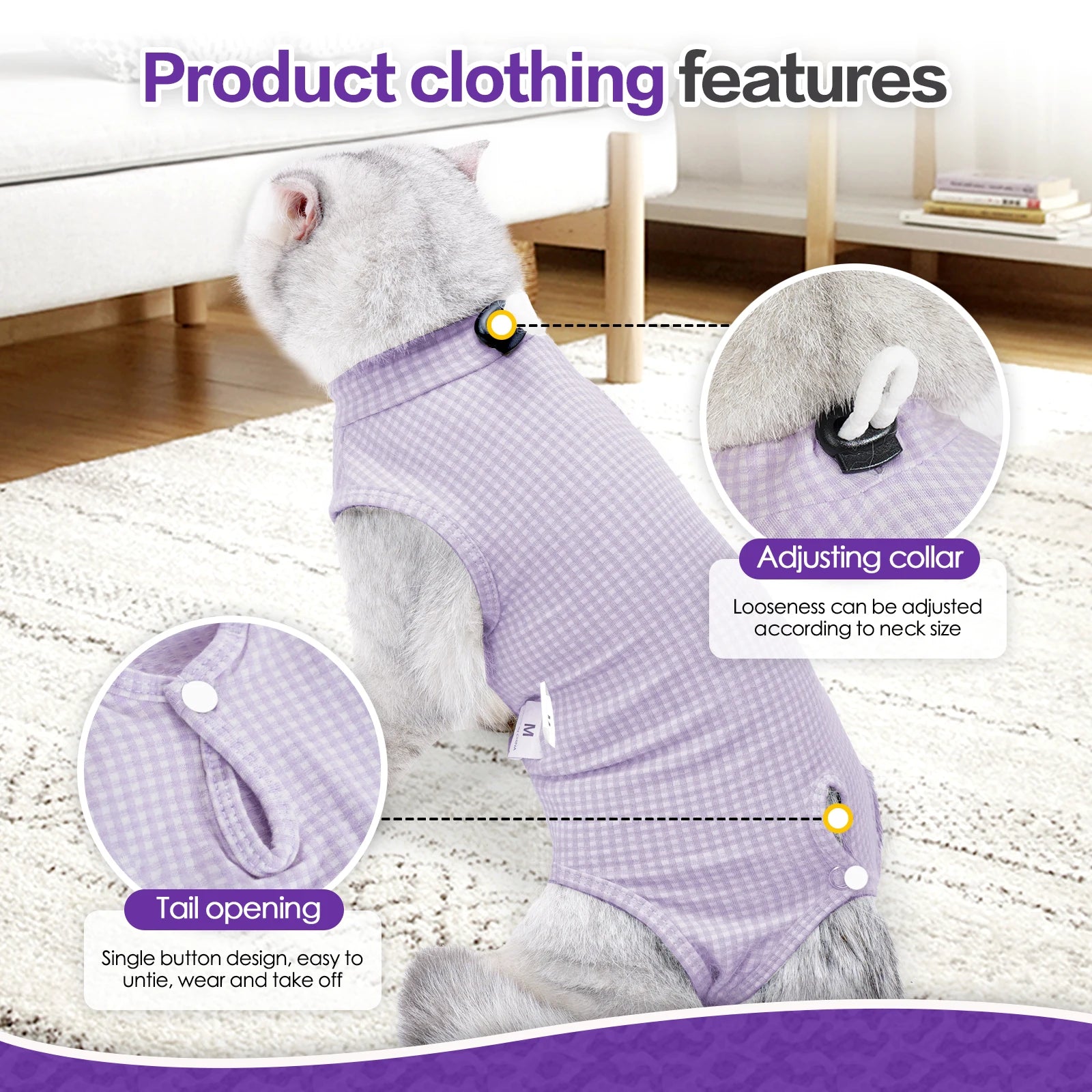 Cat Recovery Suit After Surgery | Soft Onesie for Spay, Neuter & Wound Protection