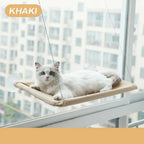 Cat window perch in beige fabric with suction cups