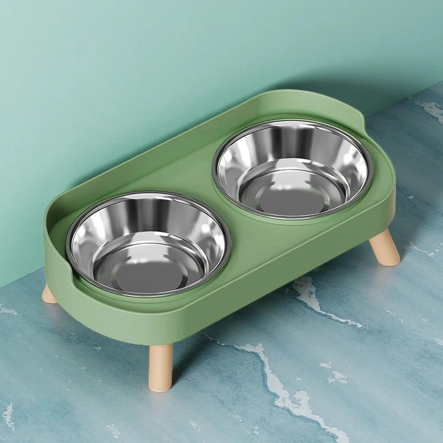 Elevated Double Bowl Pet Feeder – Stainless Steel Food & Water Station for Cats & Dogs