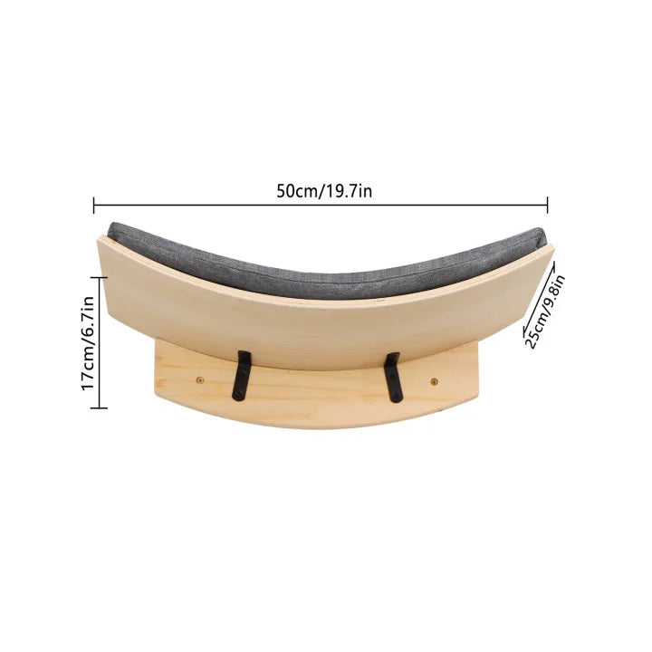 Wall Mounted Cat Climbing Shelves – Solid Wood Cat Wall Perch System with Steps, Hammock Bed & Sisal Scratch Areas