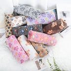 Soft Coral Fleece Pet Blanket with Paw Print Design