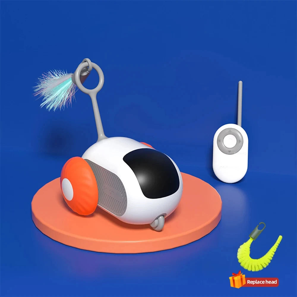 Interactive RC Cat Toy Car — Feather Tail, Smart Auto Mode & Obstacle Avoidance