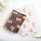 Soft Coral Fleece Pet Blanket with Paw Print Design