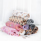 Soft Coral Fleece Pet Blanket with Paw Print Design